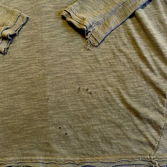 Free People Anna Burnout High Low Long Sleeve Distressed V-Neck Tee (S) - Picture 3 of 5